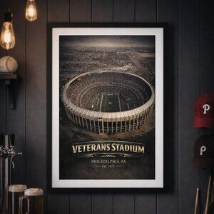 Veterans Stadium Philadelphia Eagles Framed Wall Art 13x19 | Black Frame